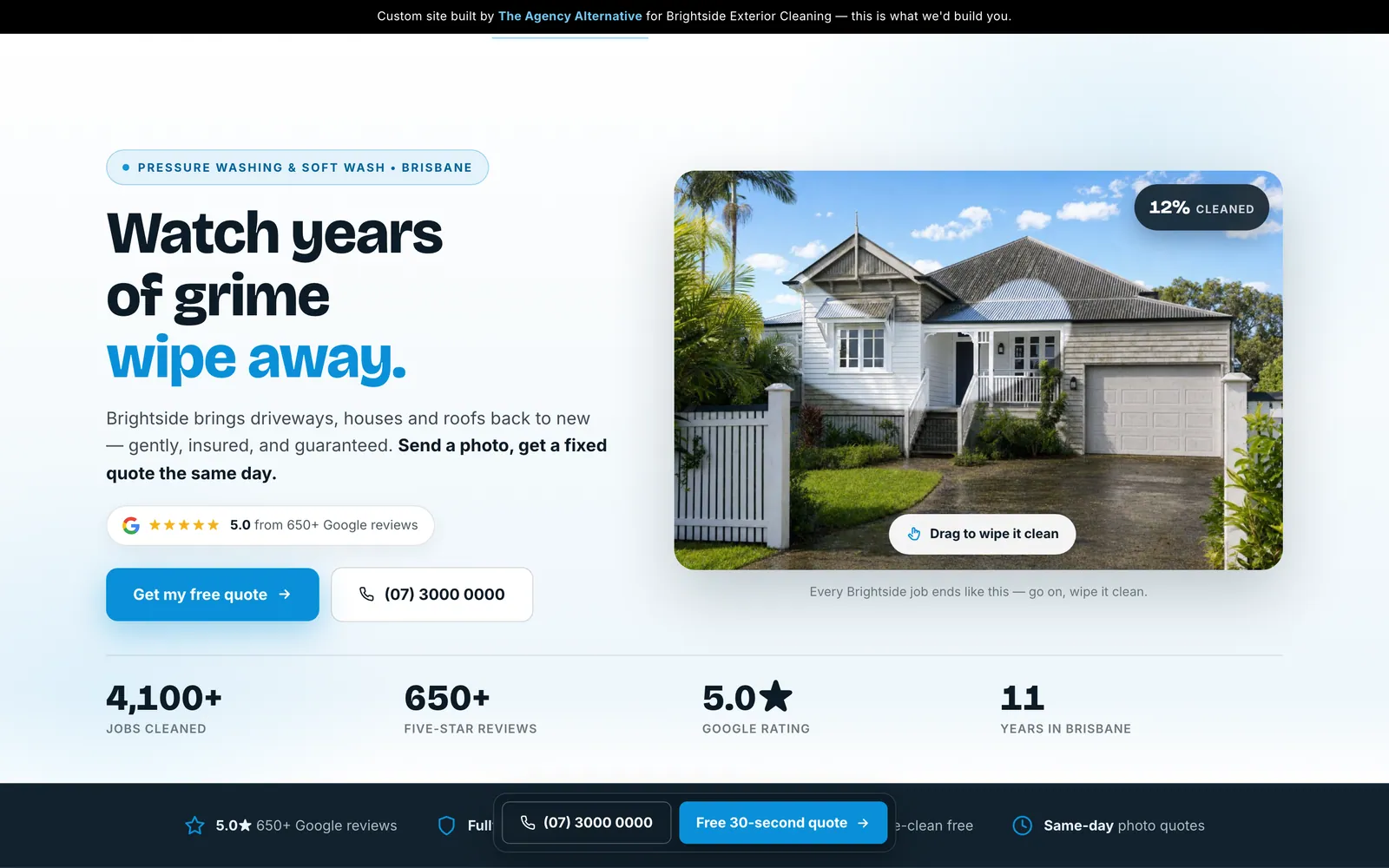 Brightside Exterior Cleaning website
