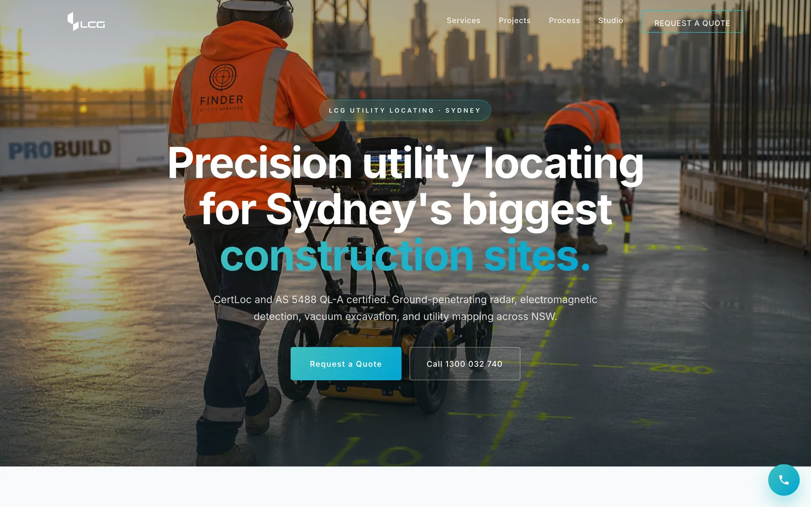 LCG Utility Locating website screenshot
