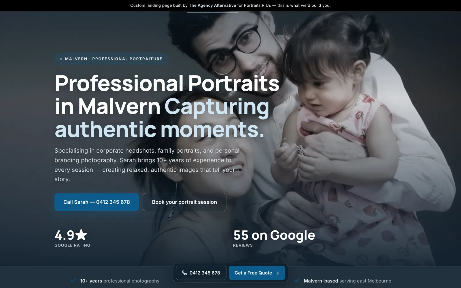 Portraits R Us — v2 website screenshot