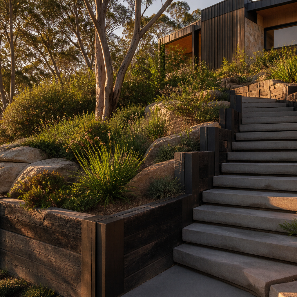 Treated timber sleeper wall
