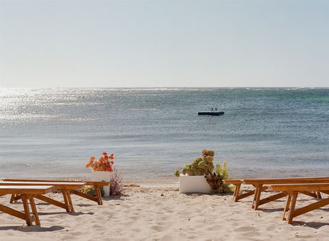 A beachfront wedding ceremony overlooking the ocean, South West WA