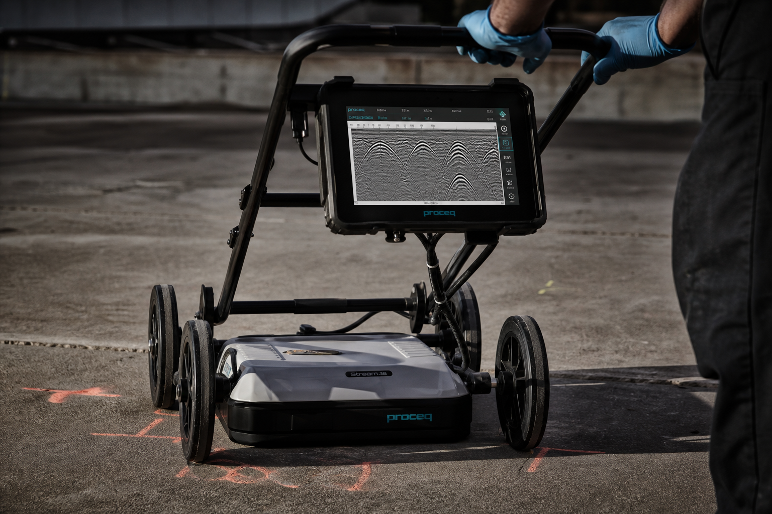 GPR scanning across a motorway carriageway