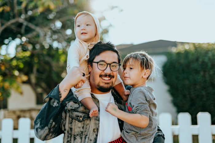 Father with two young children