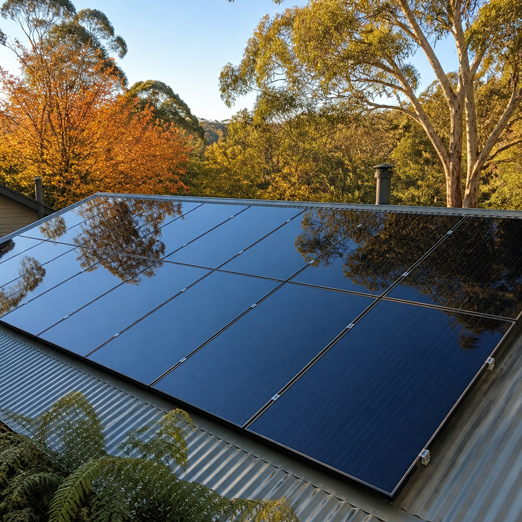 Clean solar array, gleaming